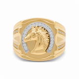 14k Yellow Gold Horse Fashion Men's Ring - Miral Jewelry