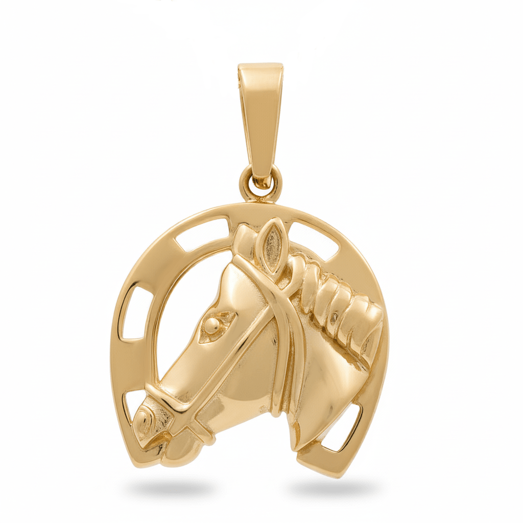 14K Yellow Gold Horse Pendant - Miral Jewelry