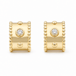 14K Yellow Gold Huggie Diamond Earrings with 0.13Tw Round Diamonds - Miral Jewelry