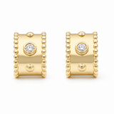 14K Yellow Gold Huggie Diamond Earrings with 0.13Tw Round Diamonds - Miral Jewelry