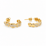 14K Yellow Gold Huggie Diamond Earrings with 0.22Tw Round Diamonds - Miral Jewelry