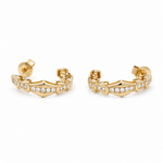 14K Yellow Gold Huggie Diamond Earrings with 0.22Tw Round Diamonds - Miral Jewelry