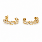 14K Yellow Gold Huggie Diamond Earrings with 0.22Tw Round Diamonds - Miral Jewelry