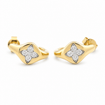 14K Yellow Gold Huggie Diamond Earrings with 0.33Tw Round Diamonds - Miral Jewelry