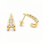 14K Yellow Gold Huggie Diamond Earrings with 0.40Tw Round Diamonds - Miral Jewelry