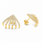 14K Yellow Gold Huggie Diamond Earrings with 0.71Tw Round Diamonds - Miral Jewelry