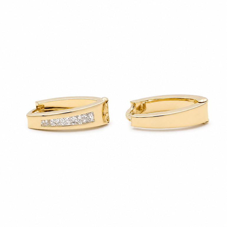 14K Yellow Gold Huggie Earrings - Miral Jewelry
