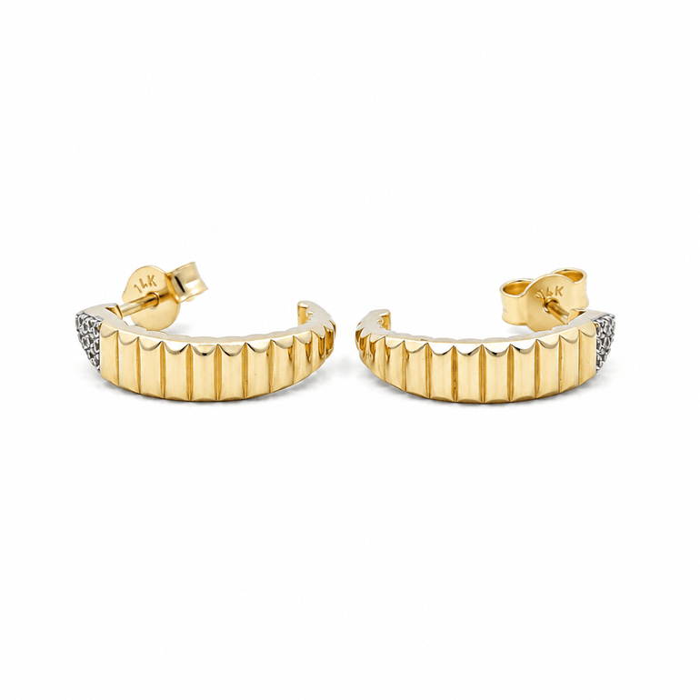 14K Yellow Gold Huggie Earrings - Miral Jewelry