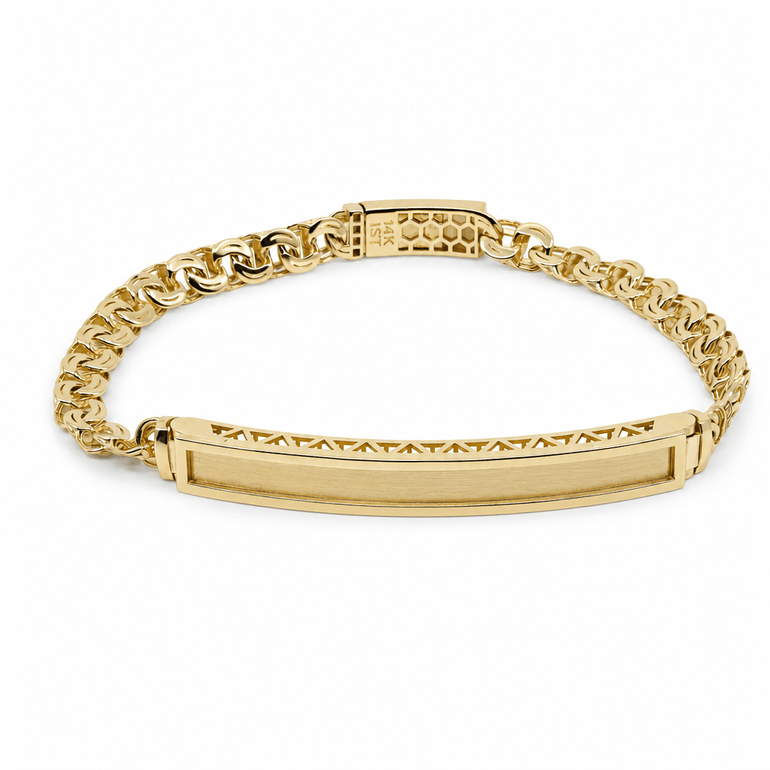14K Yellow Gold Id Bracelet Women's - Miral Jewelry
