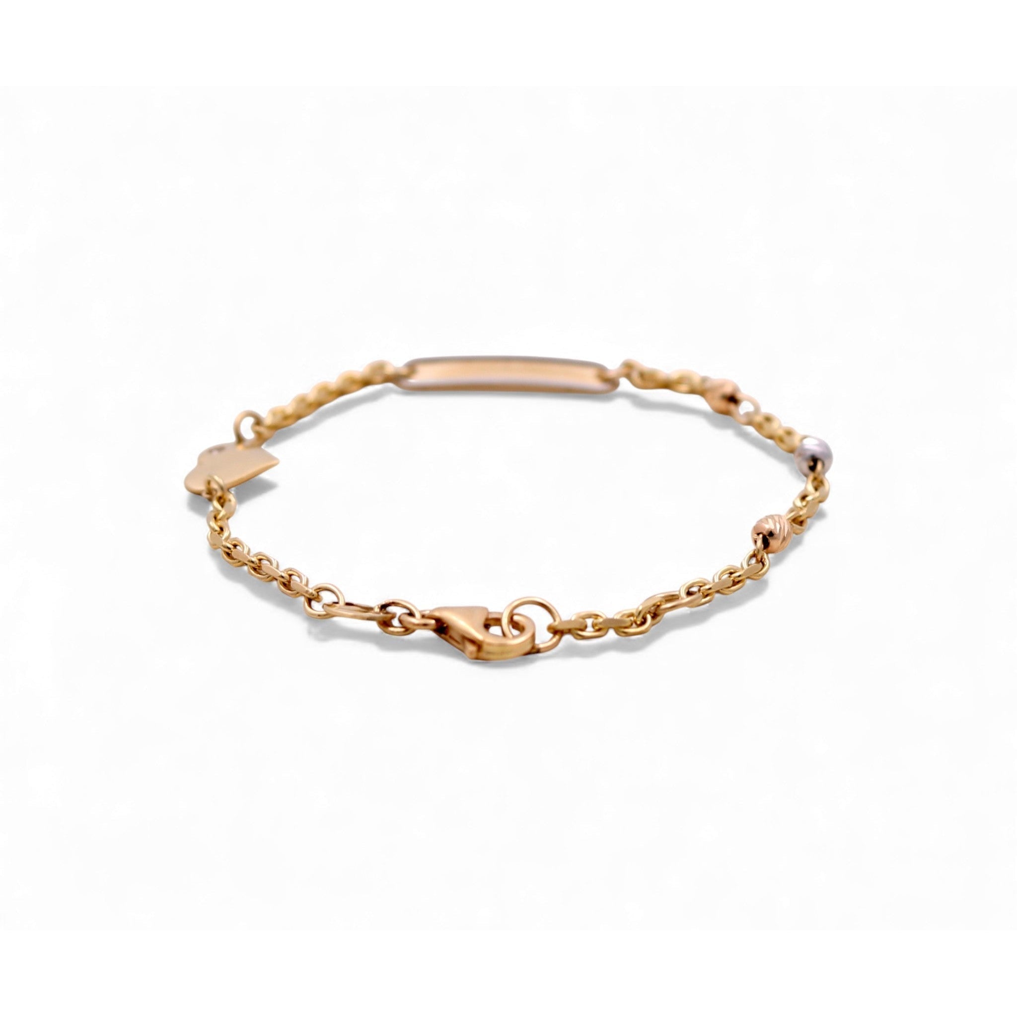 14K Yellow Gold Kids' ID Bracelet with Heart 6in, 2.9 g – view 2