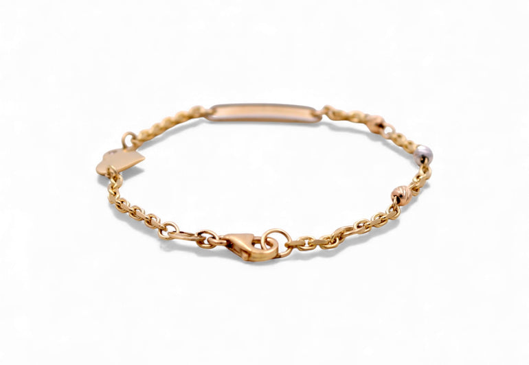14K Yellow Gold ID Heart Bracelet Kid - Miral Jewelry