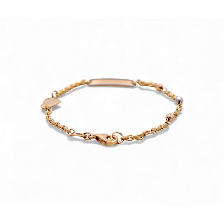 14K Yellow Gold Kids' ID Bracelet with Heart 6in, 2.9 g – view 2