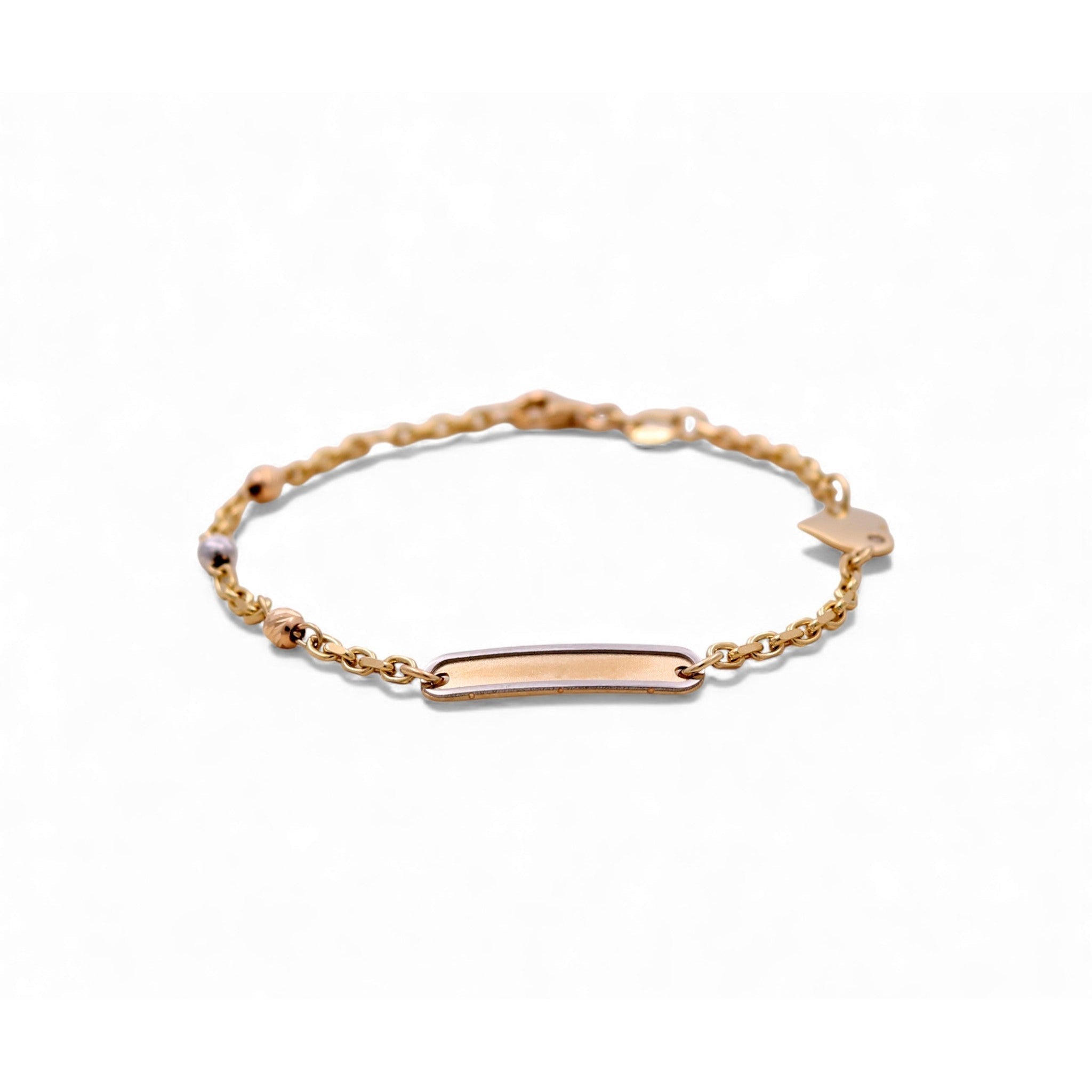 14K Yellow Gold Kids' ID Bracelet with Heart 6in, 2.9 g