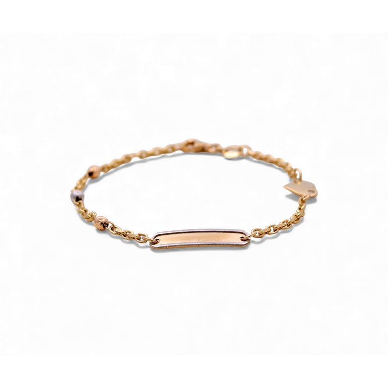 14K Yellow Gold Kids' ID Bracelet with Heart 6in, 2.9 g