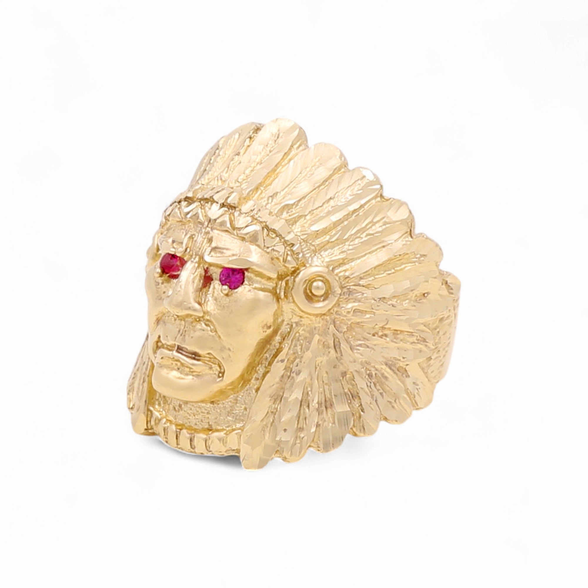 14K Yellow Gold Men's Native American Chief Ring 11.9 g – view 2