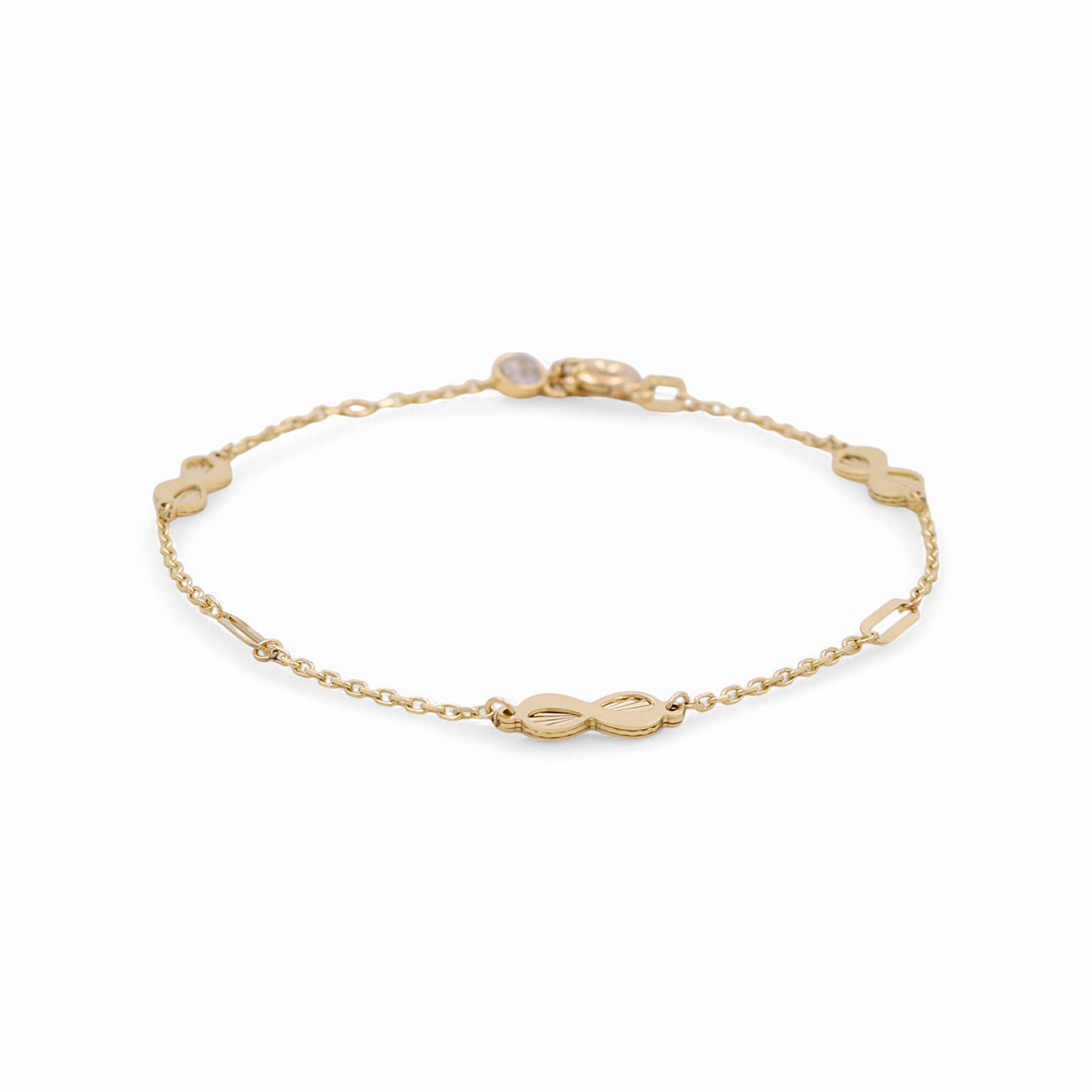 14K Yellow Gold Infinity Center Bracelet 7in, 2.6 g