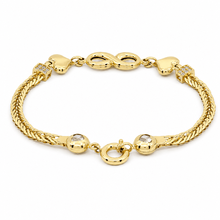 14K Yellow Gold Infinity Heart Bracelet 7.5in – view 2