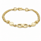 14K Yellow Gold Infinity Heart Bracelet 7.5in