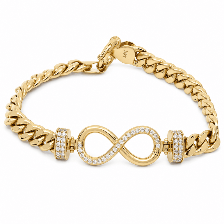 14K Yellow Gold Infinity Heart Bracelet – 7.5" - Miral Jewelry