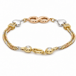 14K Yellow Gold Infinity Tri Color Bracelet – 7.5" - Miral Jewelry