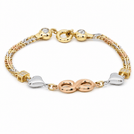 14K Yellow Gold Infinity Tri Color Bracelet – 7.5" - Miral Jewelry