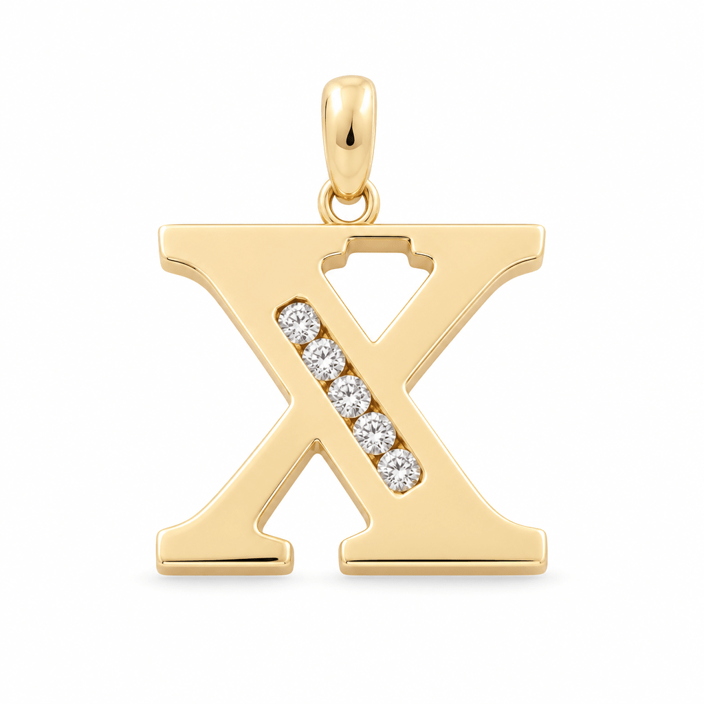 14K Yellow Gold Inicial X Pendant - Miral Jewelry