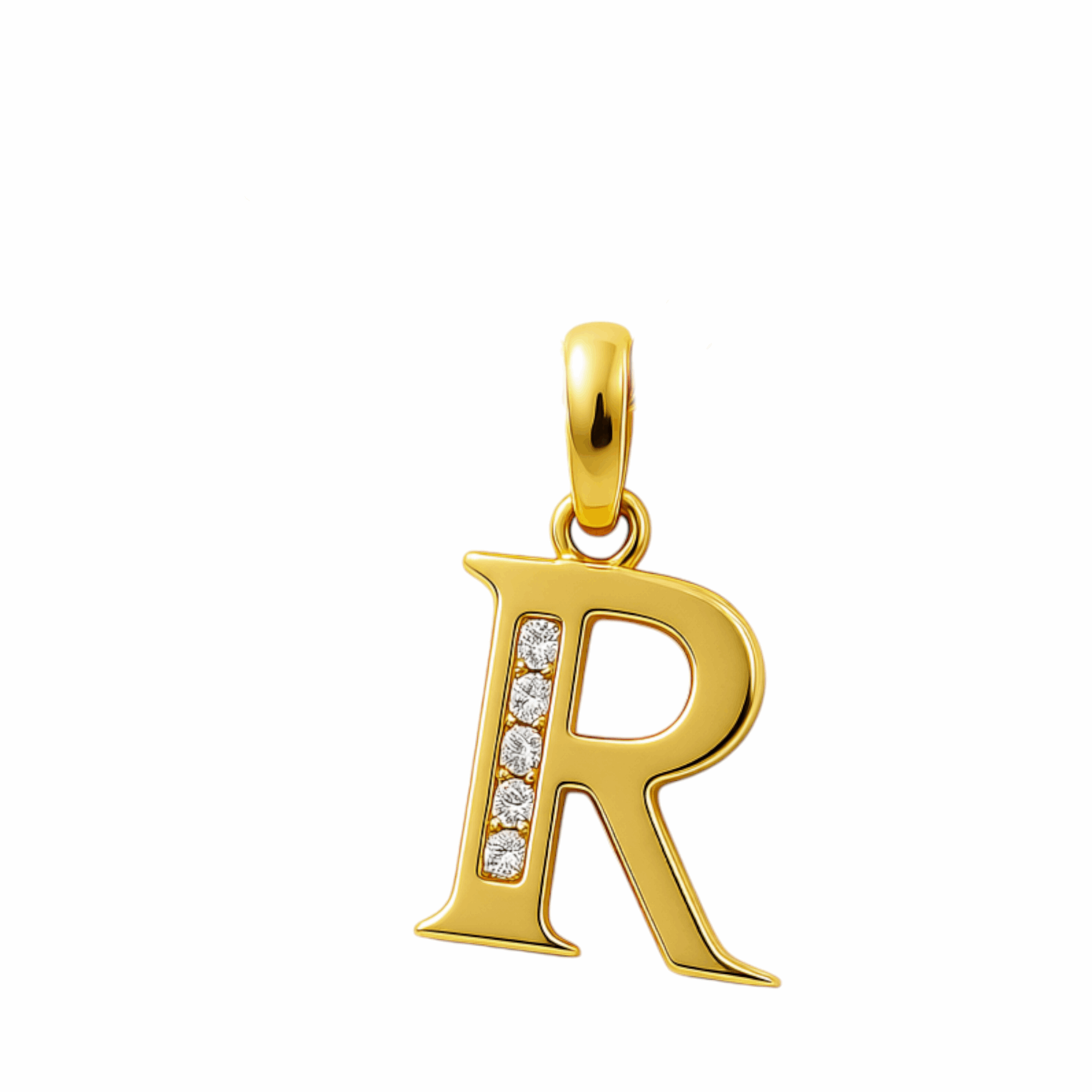 14K Yellow Gold Initial R Pendant - Miral Jewelry
