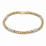 14K Yellow Gold Italian Link Bracelet with CZ Stations – 4mm, 8" - Miral Jewelry