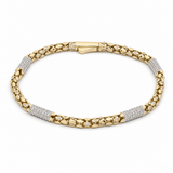 14K Yellow Gold Italian Link Bracelet with CZ Stations – 4mm, 8" - Miral Jewelry
