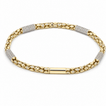 14K Yellow Gold Italian Link Bracelet with CZ Stations – 4mm, 8" - Miral Jewelry