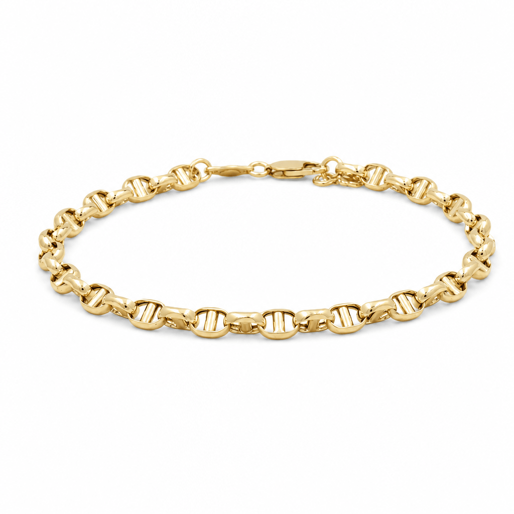 14K Yellow Gold Italian Link Bracelet Women's - Miral Jewelry
