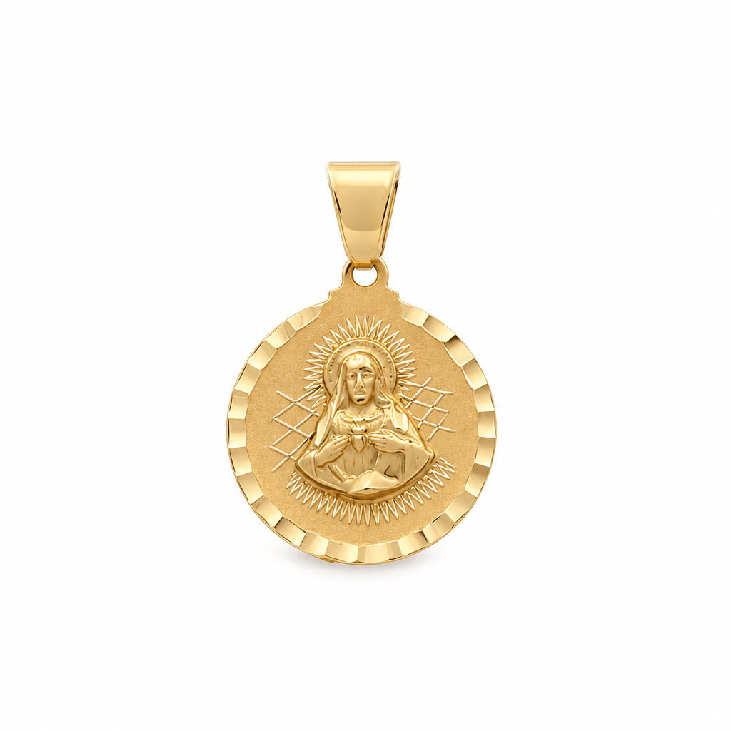 14K Yellow Gold Jesus Medal Pendant - Miral Jewelry