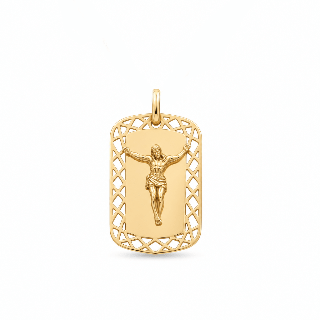 14K Yellow Gold Jesus Medal Pendant - Miral Jewelry