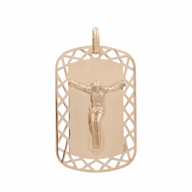14K Yellow Gold Jesus Medal Unisex Pendant - Miral Jewelry