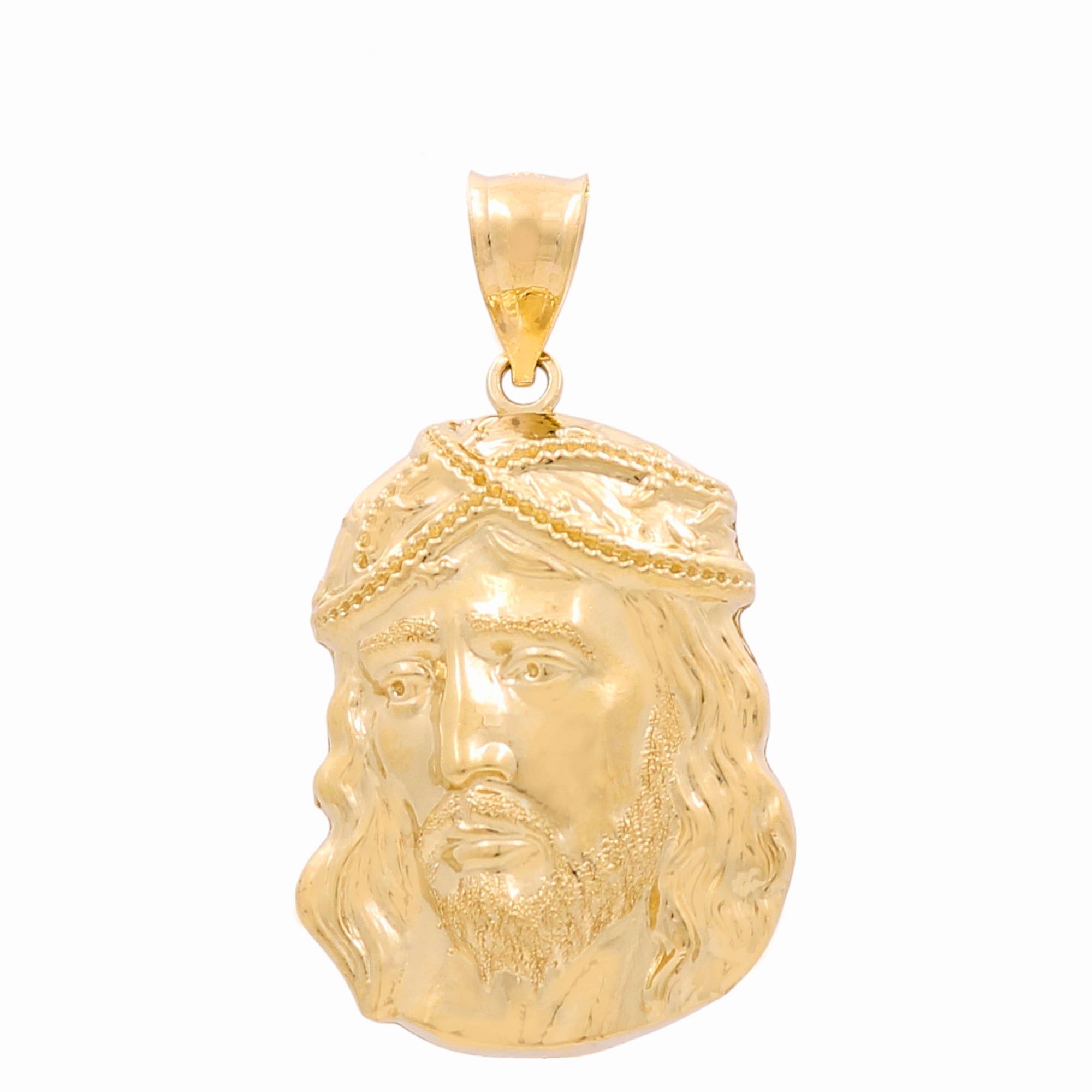 14K Yellow Gold Jesus Face Pendant 5.3 g