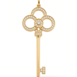 14K Yellow Gold Key Diamond Pendant - Miral Jewelry