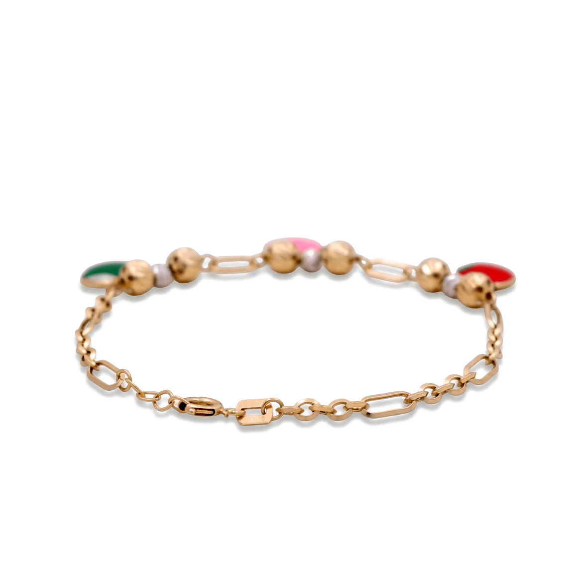 14K Yellow Gold Kids' Apple Charm Bracelet 6in, 3.7 g – view 2