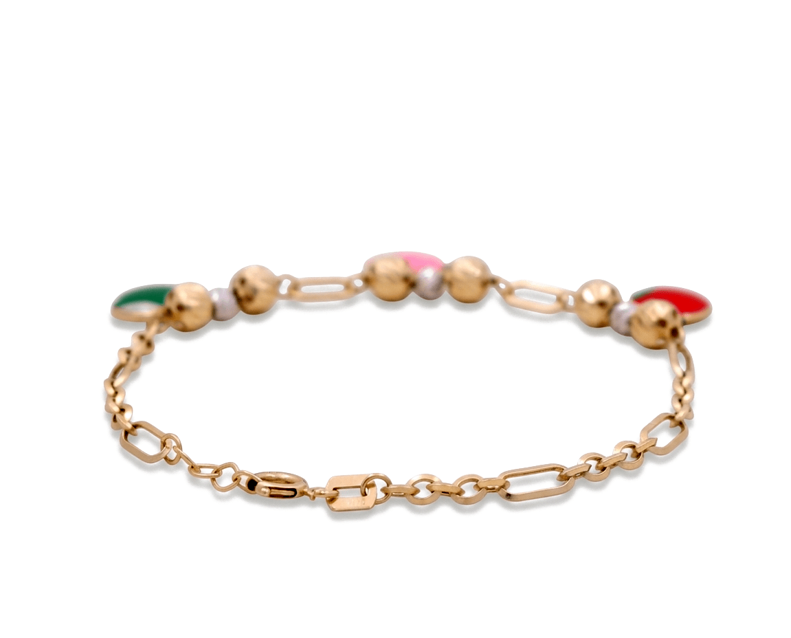 14K Yellow Gold Kind Charms Bracelet - Miral Jewelry