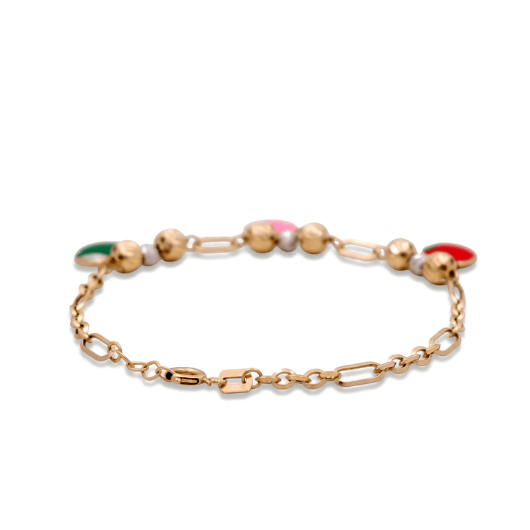 14K Yellow Gold Kids' Apple Charm Bracelet 6in, 3.7 g – view 2