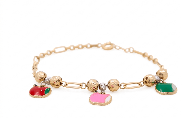 14K Yellow Gold Kind Charms Bracelet - Miral Jewelry