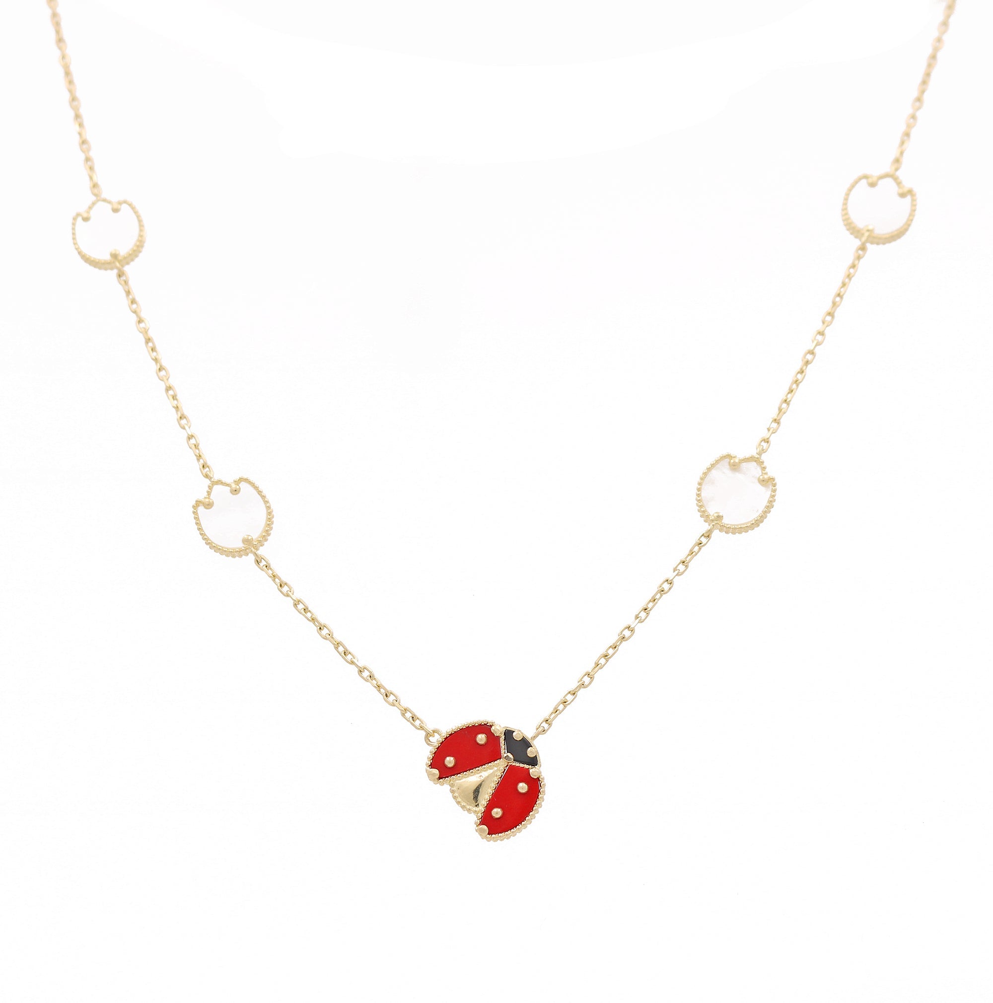 14k Yellow Gold Lady Bug Necklaces 18" - Miral Jewelry