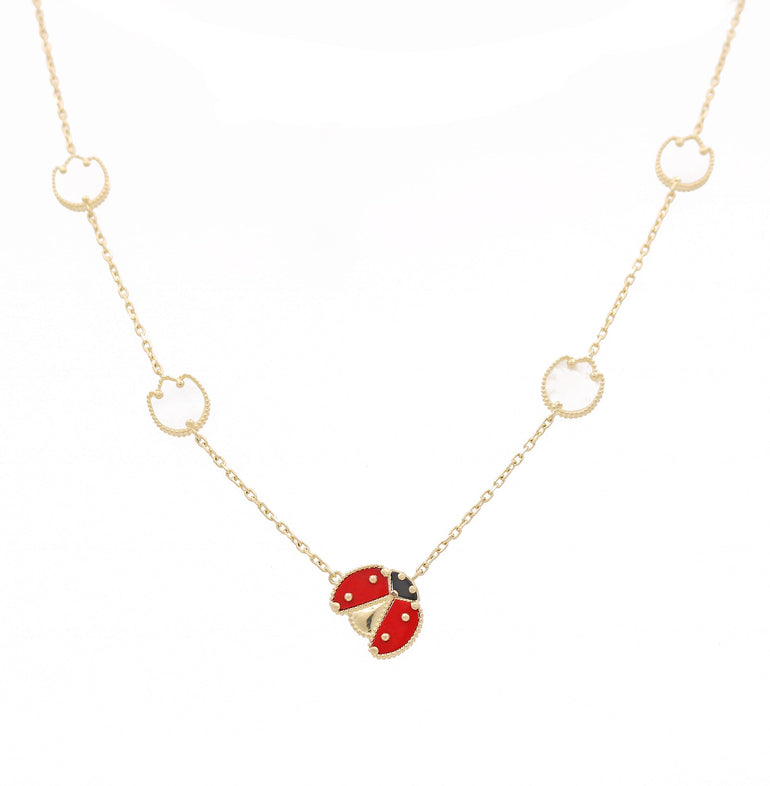 14k Yellow Gold Lady Bug Necklaces 18" - Miral Jewelry