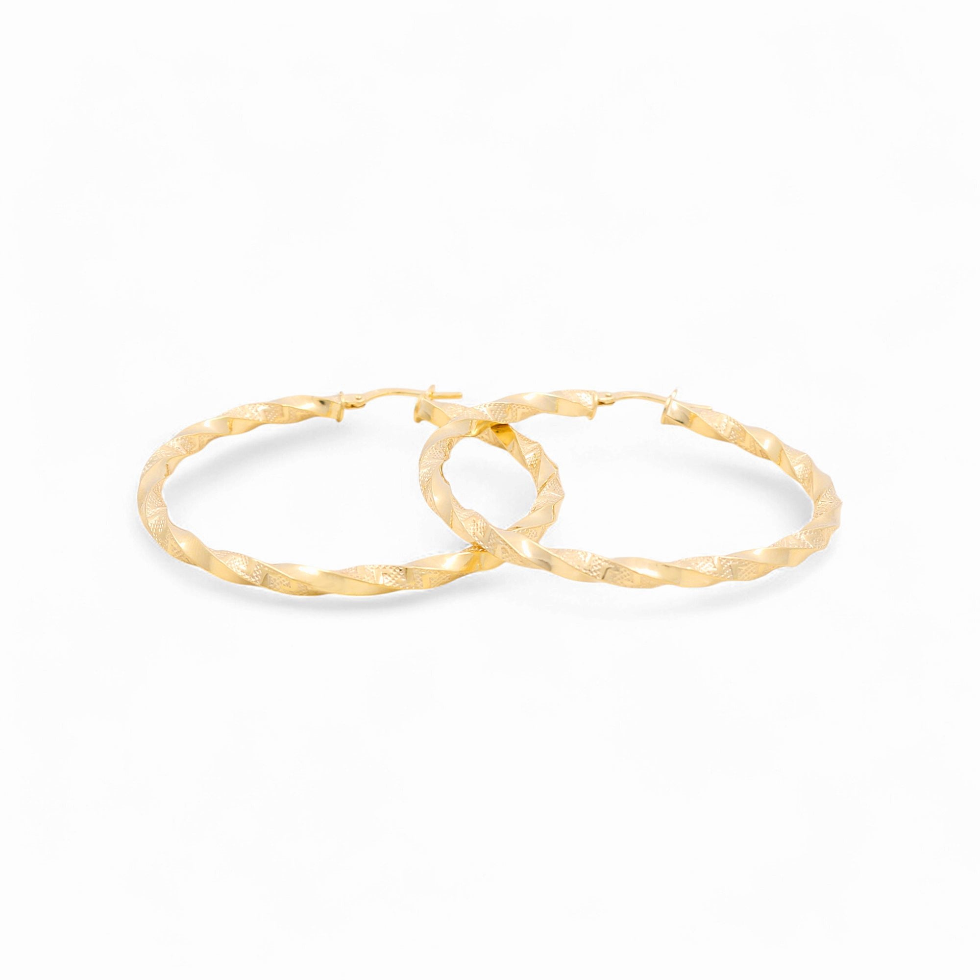 14K Yellow Gold Twisted Large Hoop Earrings 3.6 g – view 2