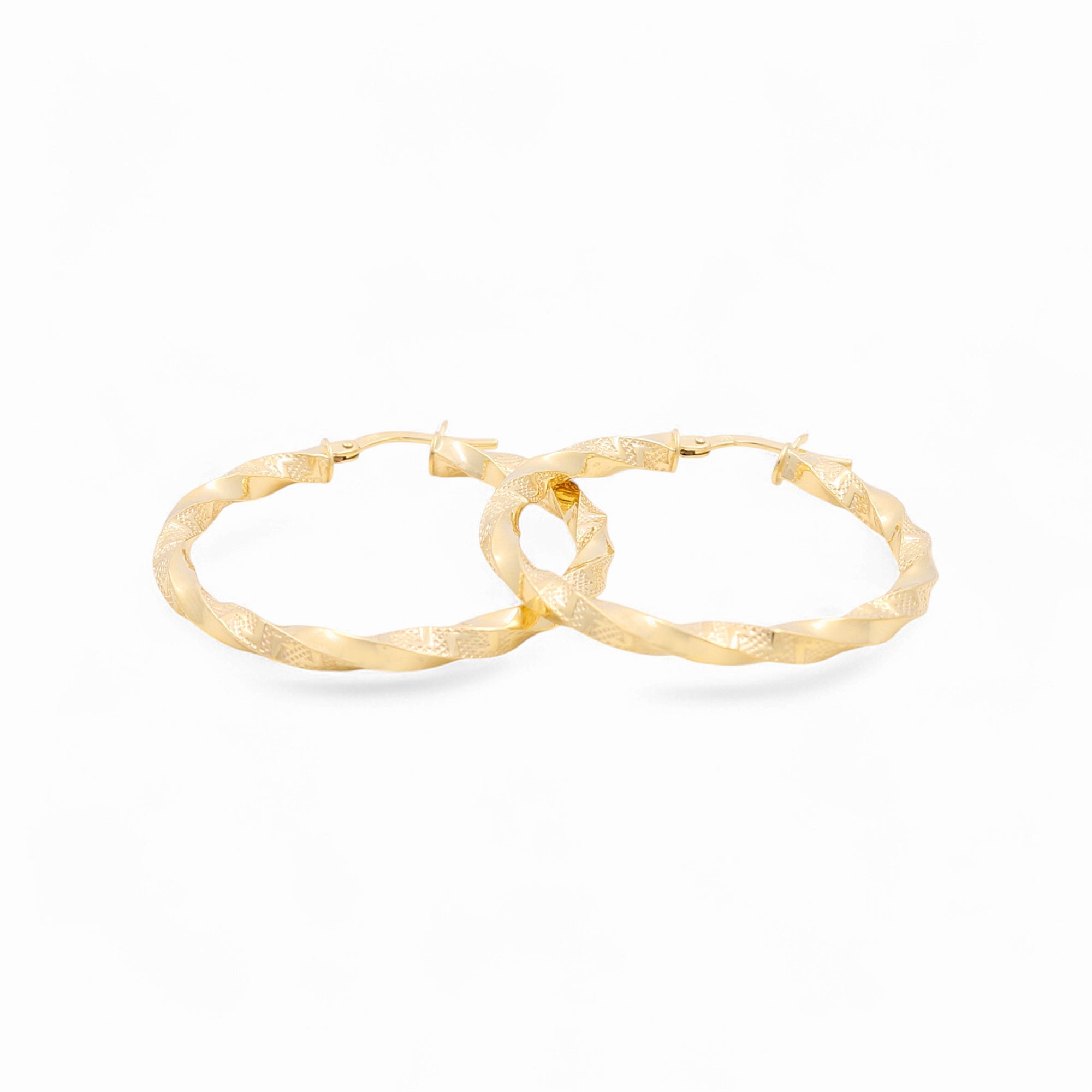 14K Yellow Gold Twisted Large Hoop Earrings 2.8 g