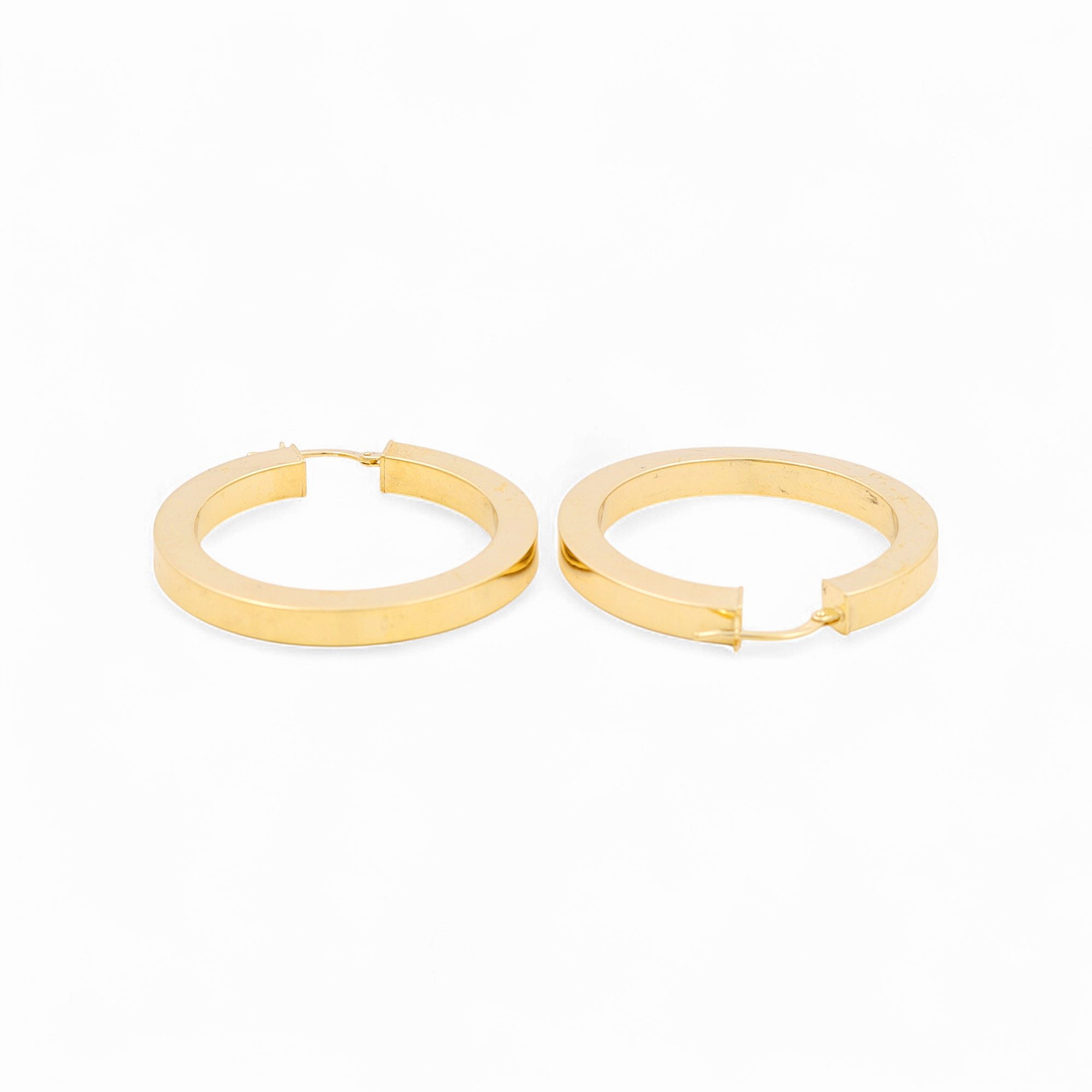 14K Yellow Gold Square-Edge Large Hoop Earrings 3.6 g – view 2