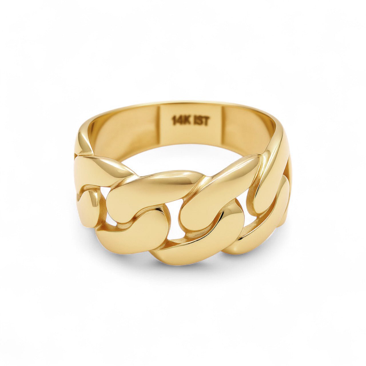 14K Yellow Gold Men's Cuban Link Ring 6.8 g