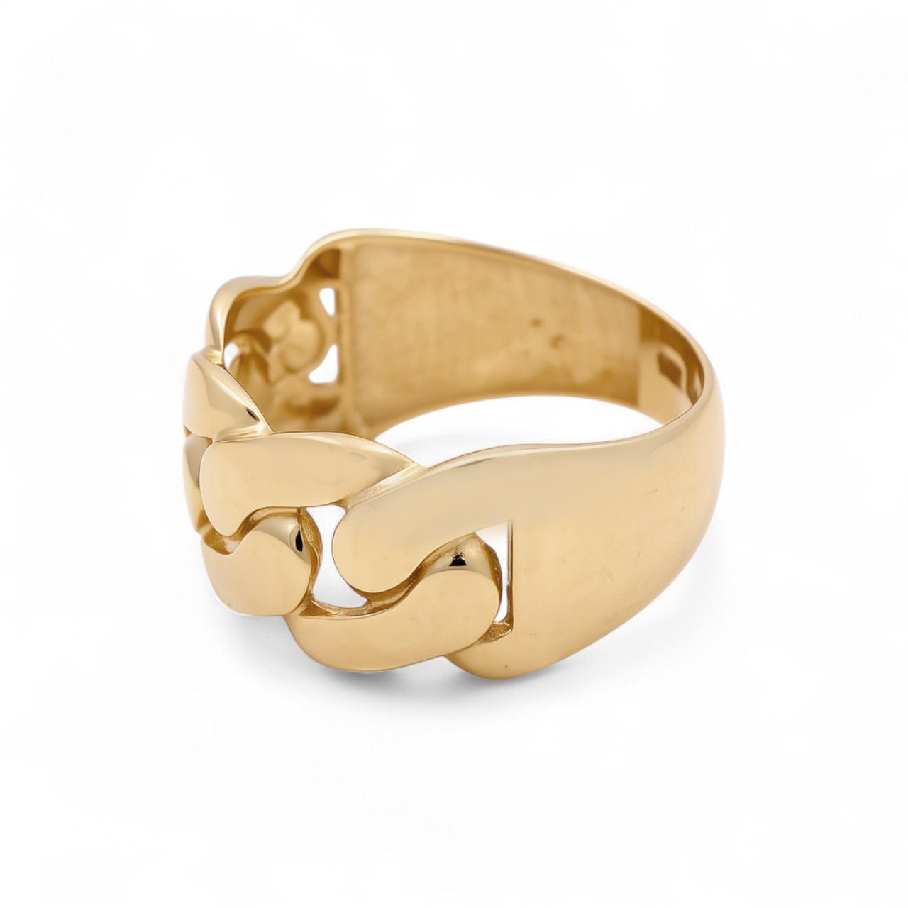 14K Yellow Gold Men's Cuban Link Ring 6.8 g – view 2