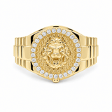 14k Yellow Gold Lion Fashion Ring Men's - Miral Jewelry