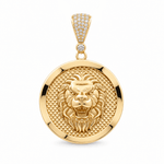 14K Yellow Gold Lion Medal Pendant - Miral Jewelry