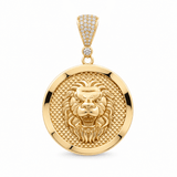 14K Yellow Gold Lion Medal Pendant - Miral Jewelry